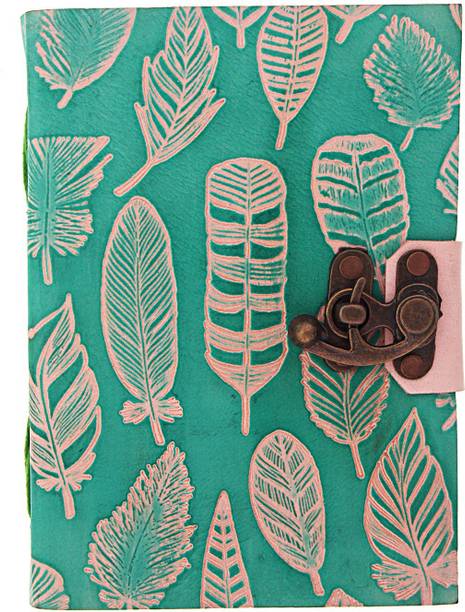 CRAFT CLUB Leather Diary With Birds Feather Embossed And C-Lock Regular Diary Unruled 144 Pages