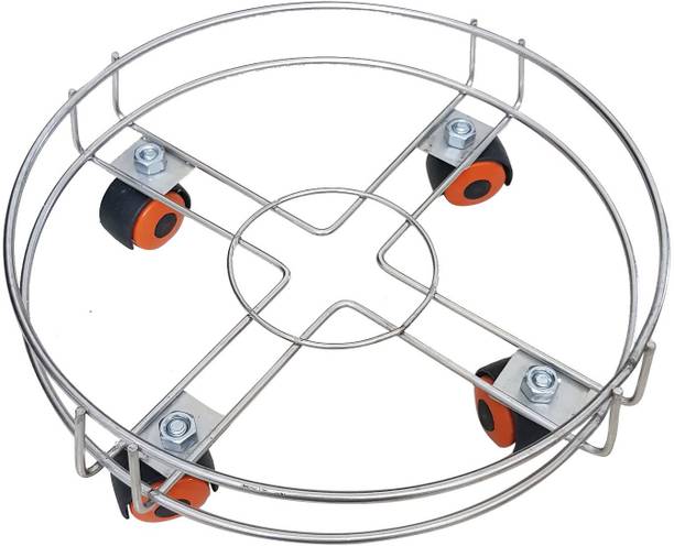 Somkala Stainless Steel Cylinder Trolley with Wheels | Gas Trolly / LPG Cylinder Stand Gas Cylinder Trolley
