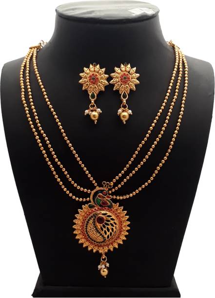 piah fashion Brass Gold-plated Gold Jewellery Set