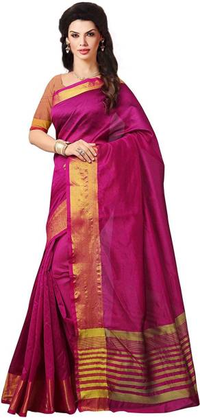 Bhuwal Fashion Solid/Plain Bollywood Cotton Silk Saree