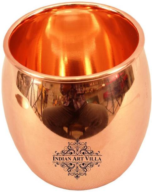 इंडियानार्टविला Copper Round Plain Glass Tumbler | Volume 590 ML | Home Hotel | Ayurveda ग्लास