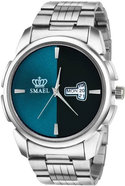 smael Exclusive Day Date Series Quartz Movement Stylish Green Black Dial Wrist Watch for Boys Analog Watch  - For Men