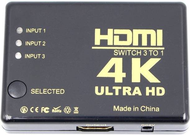 Tobo 4K HDMI 3 IN 1 Switcher with Remote Control 1080p Full HD (Black) Media Streaming Device