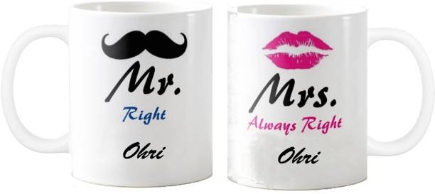 Exoctic Silver Mr. & Mrs….Ohri Right Couple Anniversary Ceramic Coffee Mug