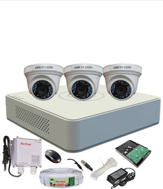 HIKVISION Hikvision 1MP DVR DS-7A04HGHI-F1/N OR DS-7A04HGHI-F1/ECO 1PCS DOME CAMERA DS-2CE5ACOT-IRP OR DS-2CE5ACOT-IRP/ECO 3PCS 90 METAR CABLE 1TB SATA HDD COMBO KIT Security Camera