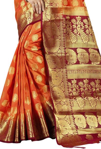 FINE WEAR Woven Kanjivaram Cotton Silk Saree - Image 4
