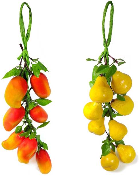 CRYSTU Artificial Mango With Pear for Decorate Kitchen Wall Hanging And Parties Restaurants Table Centerpiece Décor Pack of 2 pc Artificial Fruit