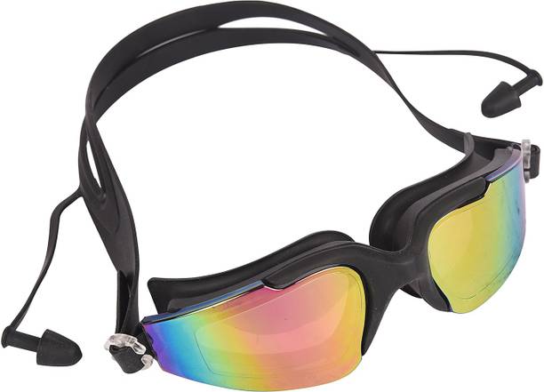 ArrowMax ELECTROPLATING MIRROR WITH ATTACHED EARPLUGS ( ASG-9200 / BLACK) BY ONESHOTRETAIL Swimming Goggles