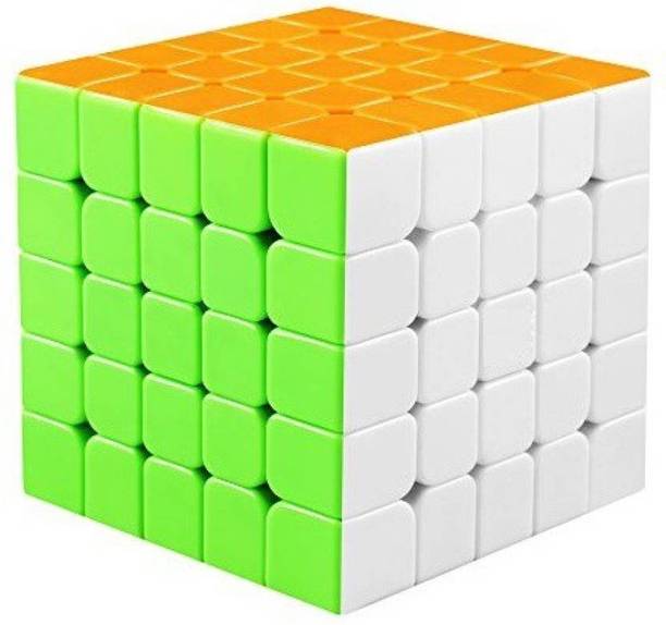 Authfort 5x5 Sticker Less Speed Magic Cube-Multicolor