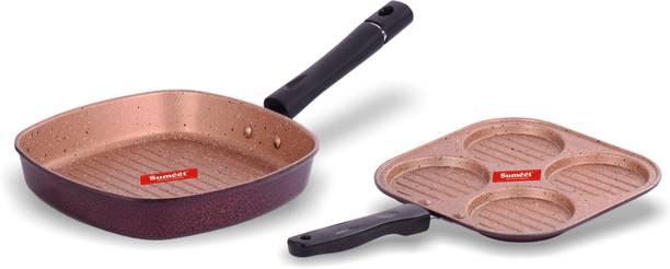 Sumeet Nonstick Granite Finish MIRAGE cookwrae Set (Mini Multi Snack Maker - 4 Cavity - 19.5cm Dia + Grill Pan 22cm Dia) कुकवेयर सेट
