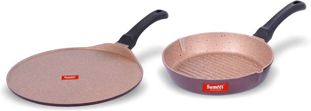 Sumeet Nonstick Granite Finish EXIGO set (Tawa 30.5cm Dia + Round Grill Pan 25.5cm Dia ) Non-Stick Coated Cookware Set