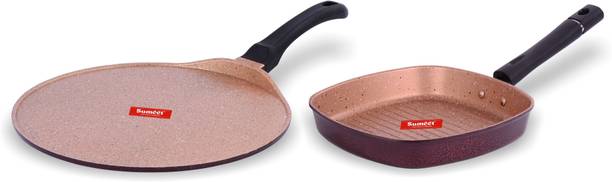 Sumeet Nonstick Granite Finish JHAROKHA Cookware set (Tawa 30.5cm Dia + Grill Pan 22cm Dia) Non-Stick Coated Cookware Set