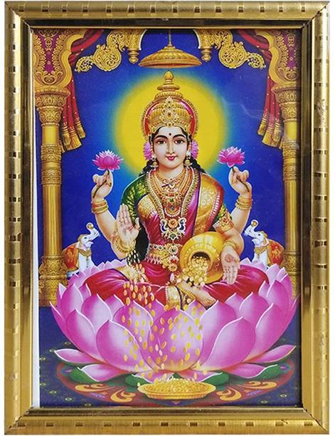 Puja N Pujari Goddes Lakshmi Photo Frame/Goddess Lakshmi/Lakshmi(10 Ich * 7 Inch) Religious Frame