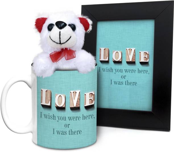 Hot Muggs Mug, Photoframe, Soft Toy Gift Set