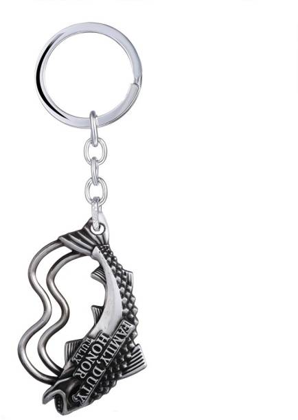 GCT Game of Thrones GOT House Tully of Riverrun Family Duty Honor Collectible (Design-16) Silver Metal Keychain for Car Bike Men Women Keyring Key Chain