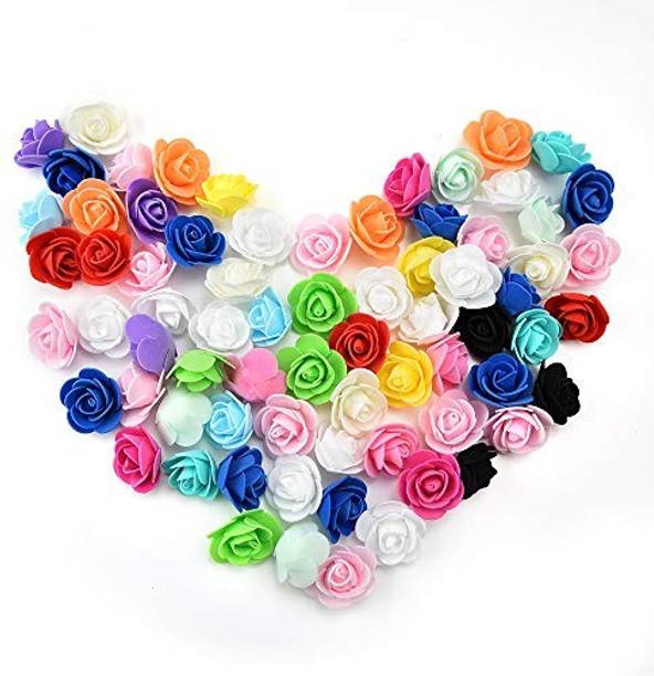 Just Flowers Artificial Flower Head for DIY Wedding Home Decoration Multi-Use Pe Foam Rose (70pcs, 3cm, Mixed Color) Multicolor Rose Artificial Flower