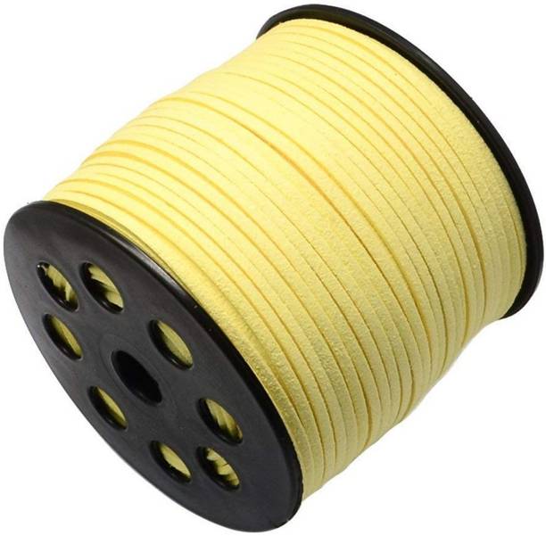 DIY Crafts Champagne Yellow Faux Suede Cord Roll String Leather Lace Beading Thread for Jewelry Making(90 meter)