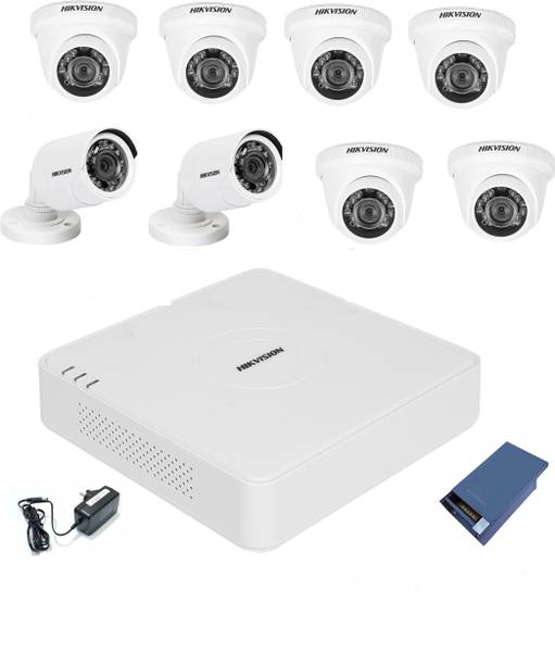HIKVISION 8 Channal HD DVR 1080p 1Pcs,Outdoor Camera 1MP 6Pcs,Indoor Camera 1MP 2Pcs,8 Channel Power supply 1Pcs, Security Camera