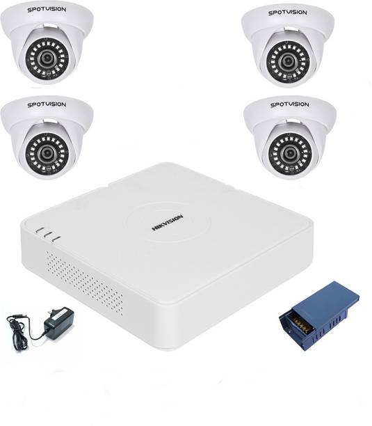 HIKVISION 4 Channal HD DVR 1080p 1Pcs,Indoor Camera 2.4MP 4Pcs,4 Channel Power supply 1Pcs, Security Camera