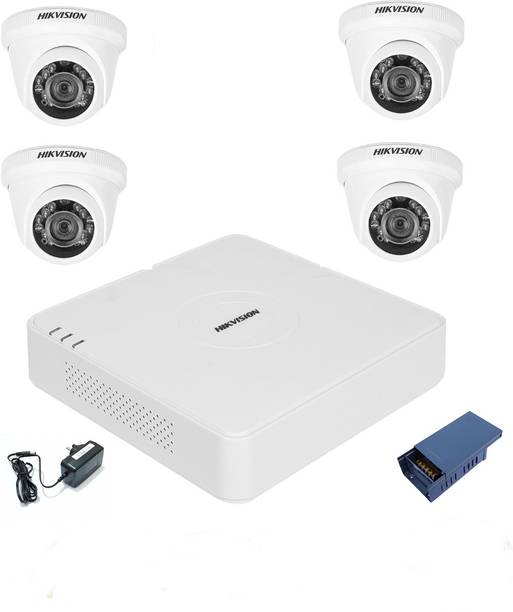 HIKVISION 4 Channal HD DVR 1080p 1Pcs,Indoor Camera 1MP 4Pcs,4 Channel Power supply 1Pcs, Security Camera