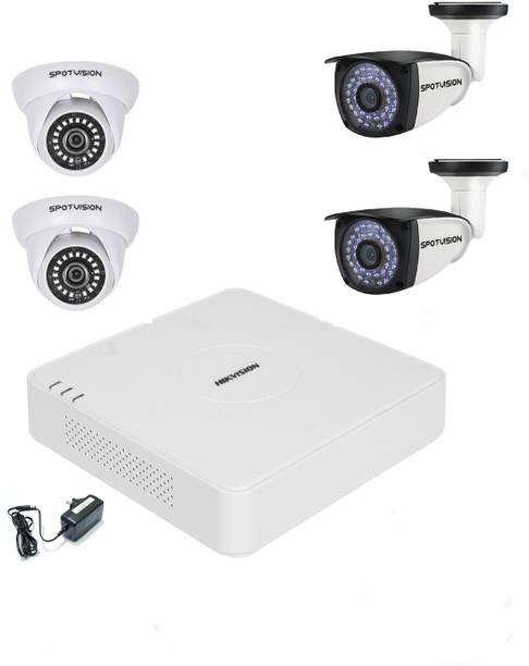 HIKVISION 4 Channal HD DVR 1080p 1Pcs,Indoor Camera 2.4MP 2Pcs,Outdoor Camera 2.4MP 2Pcs,4 Channel Power supply 1Pcs, Security Camera