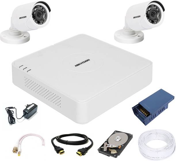 HIKVISION 4 Channal HD DVR 1080p 1Pcs,Outdoor Camera 1MP 2Pcs,500 GB Hard Disk 1Pcs,Wire bundle 1Pcs,Power supply 1Pcs,HDMI Cable 1Pcs,Bnc & Dc Connectors, Security Camera