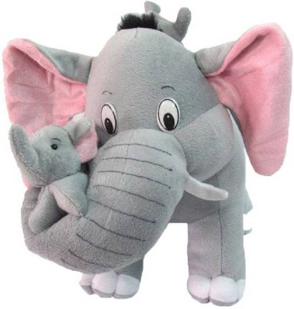 Kiddietown Grey Elephant with baby  - 34.7 cm