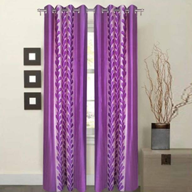 Soulful Creations 212 cm (7 ft) Polyester Semi Transparent Door Curtain (Pack Of 2)