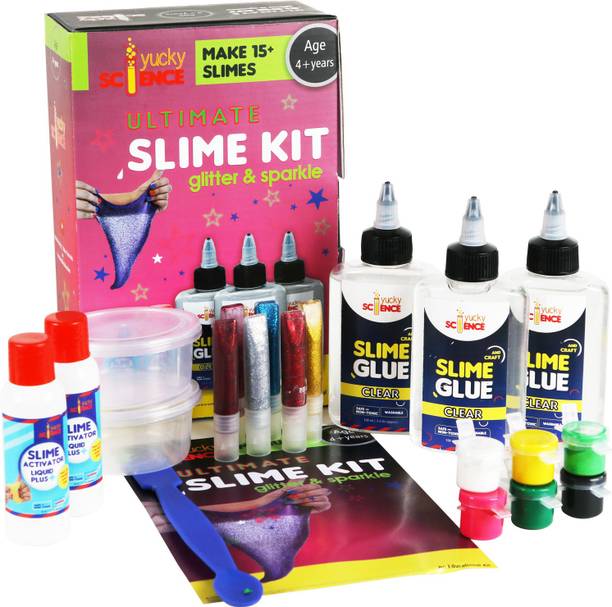 yucky science Ultimate Slime Making Kit for Kids - Glitter and Sparkle. Make 15+ Slimes. Age 4 years and Above (Multicolour)