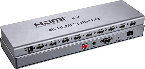 microware HDMI Splitter V2.0 1 In 8 Out Full Ultra HD 4K/2K 3D Resolutions with IR Extension EDID Management RS232 for Monitors Projectors DVD Player A/V Receiver Set Top Box etc Media Streaming Device