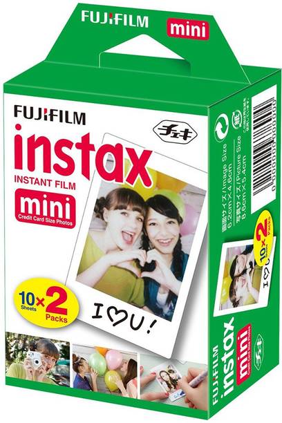 FUJIFILM Instax Mini 20 Shots with 5 Colored Frames and 20 Colorful Sticker Instant Film Roll