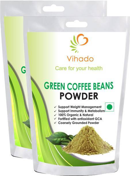 Vihado Best Quality Green Coffee Beans Organic Powder for Weight Loss - 100% Pure, Unroasted, Arabica AAA+ - (Pack of 2) Instant Coffee