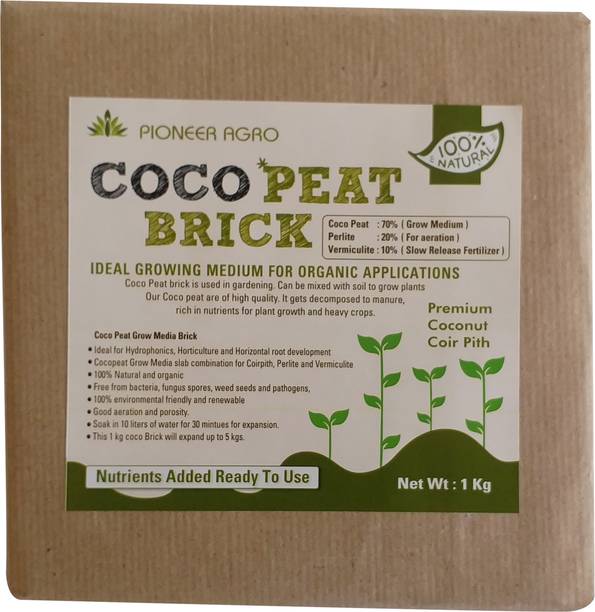 Bokashi bran Cocopeat Nutrition Brick 1 kg mixed with perlite and vermiculite ready to use Hydroponic, Horticulture and all type for indoor plants. Manure
