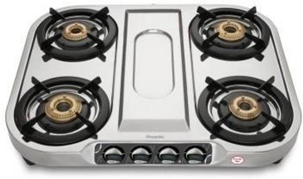 प्रीती Shine (ISI Approved) 4 Burner स्टेनलेस स्टील मैनुअल गैस चूल्हा