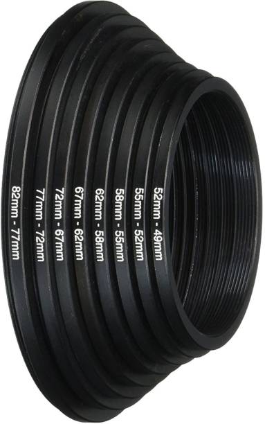 SHOPEE Anodized Black Metal Step Down Ring Set, 82-77mm, 77-72mm, 72-67mm, 67-62mm, 62-58mm, 58-55mm, 55-52mm, 52-49mm Step Down Ring