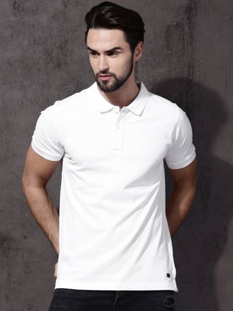 Price History of Men Solid Polo Neck Pure Cotton White T-Shirt