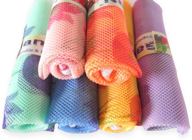 Ganapati Refrigerator Vegetable and Fruit Storage Mesh Bag Reusable Washable Multipurpose Zip Net Fridge Bag Pack of 6 Grocery Bags