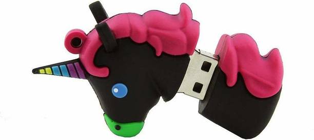 Tobo Cartoon Cute Unicorn 64GB USB Flash Drive Animal Horse Memory Thumb Stick Pendrive.(Black & Pink) 64 Pen Drive Compatible with Desktop Computer, Laptop USB 2.0 Rubber Case