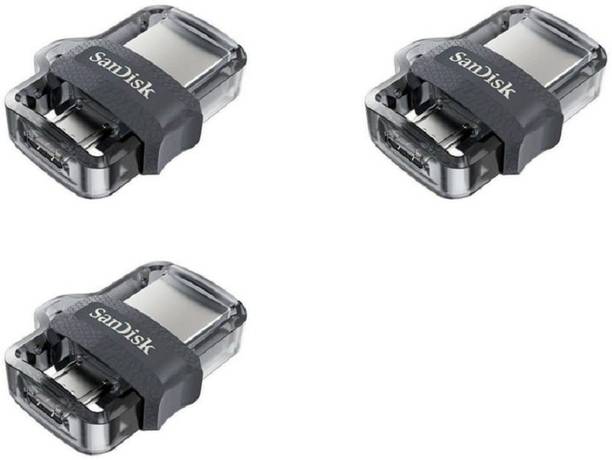 SanDisk Ultra Dual Drive OTG 3.0 (Pack Of 3) 32 GB Pen Drive Compatible with Desktop Computer, Tablet, Mobile, Audio Player, Television, Laptop USB 3.0 Plastic Case
