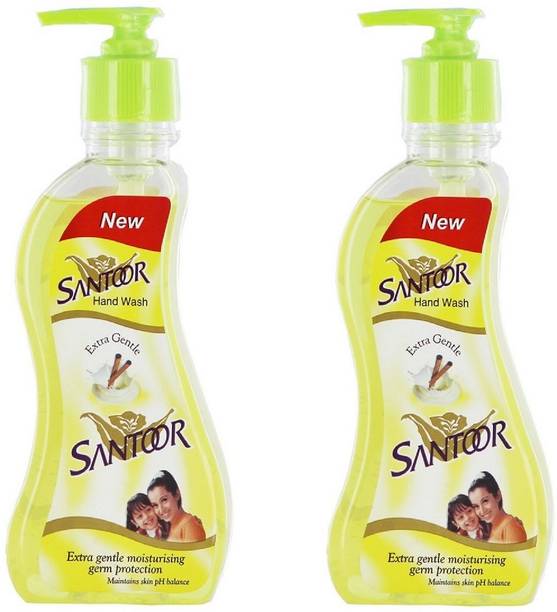 Santoor Fresh, Sweet lime peel & Tulsi Soft On Hands Hand Wash (430 ml, Pump Dispenser, Pack of 2) Hand Wash Pump Dispenser