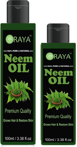 Oraya 100% Organic Neem Oil Undiluted Cold Pressed Refined Cosmetic Grade For Aromathe Combo Set(200 ml+100 ml)Bottles Hair Oil (300 g) Hair Oil (300 ml)