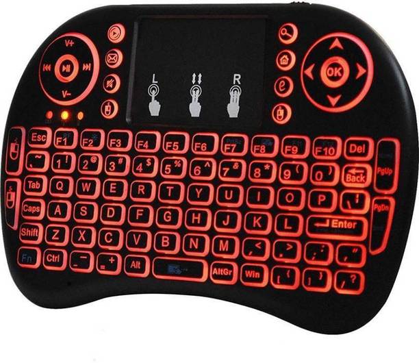 Sai Enterprises BEST QUALITY MINI KEYBOARD (3 Colors Back-light) 2.4GHZ Wireless Media Keyboard Smart Connector, Wireless Standard Multi-device Keyboard Compatible with Desktop, Laptop, Mac