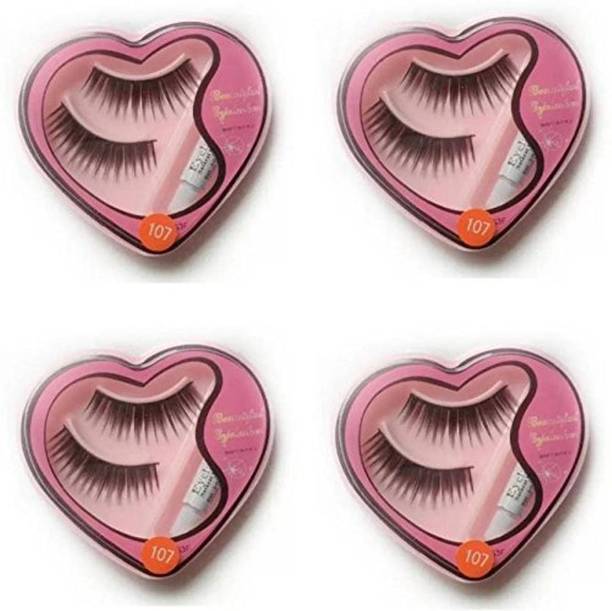ShopiMoz Black Long False Eyelashes With Glue for Pretty Eye Makeup