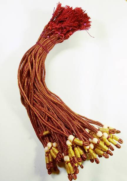 SPARKLE Maroon Colour Designer Necklace Back Rope- Dori for Silk Thread Jewellery/Terracotta Jewellery/Quilling-Pack of 12 pcs