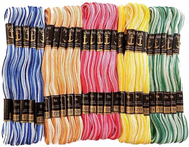 ANCHOR Double Shaded Embroidery Cross Stitch / Long Stitch Threads , Multicolored Set Of 25