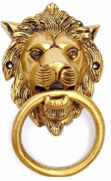 Kratidecor Designer Lion Mouth ( Yellow Antique ) Brass Door Knocker