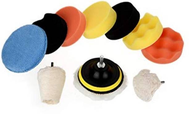 DIY Crafts D2539 Waffle Buffer Polishing Pad Set with Drill Adaptor(Pack of 11) Vehicle Polisher