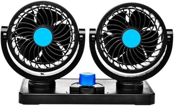 Flickers 360 Degree Rotatable Dual Head 2 Cooling Air Fan for Car Interior Fan
