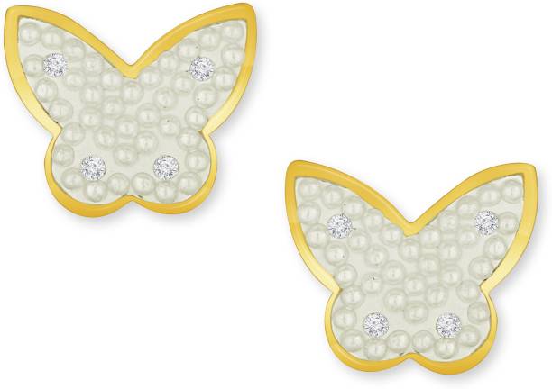 Alamod Alamod Butterfly Shaped Alloy Metal Gold Plated Tops Earring for women Diamond Alloy Stud Earring