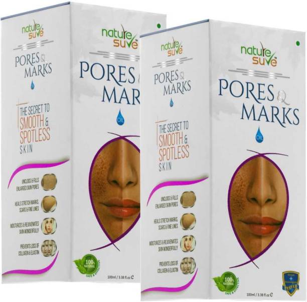 Nature Sure Pores and Marks Oil - 2 Packs (100ml each) for enlarged skin pores, stretch marks and fine lines